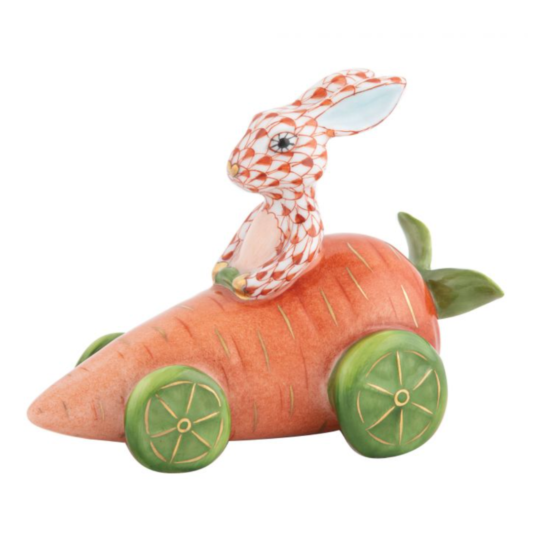 HEREND Carrot Car With Bunny RUST
