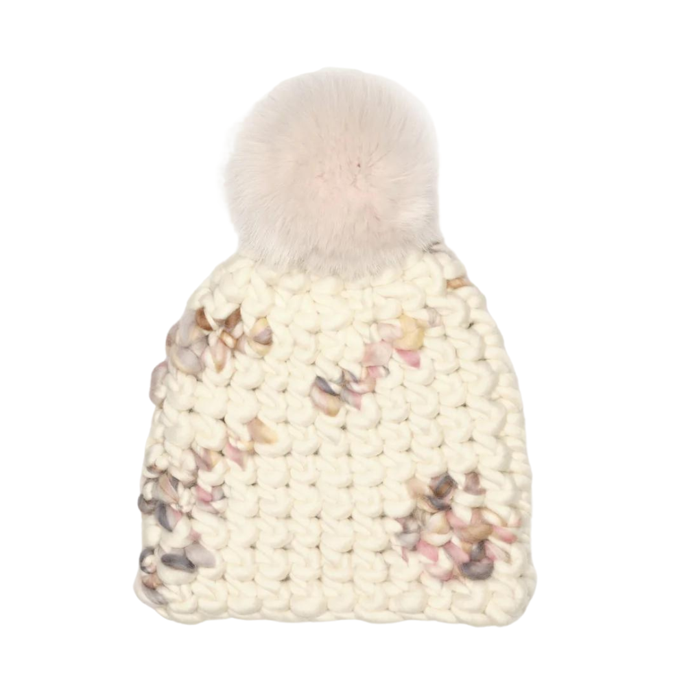 MISCHA LAMPERT DEEP BEANIE - PASTEL TWOMBLY AND NUDE POM