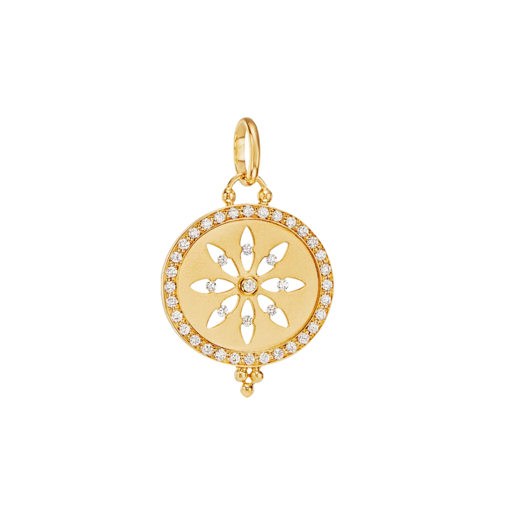 TEMPLE ST CLAIR 18K YELLOW GOLD CUTOUT SORCERER PENDANT WITH DIAMONDS