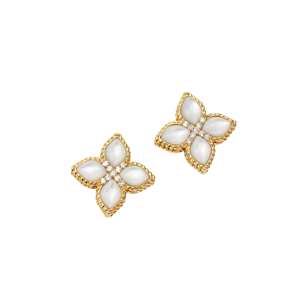 ROBERTO COIN 18K YELLOW GOLD MOTHER OF PEARL EARRINGS
