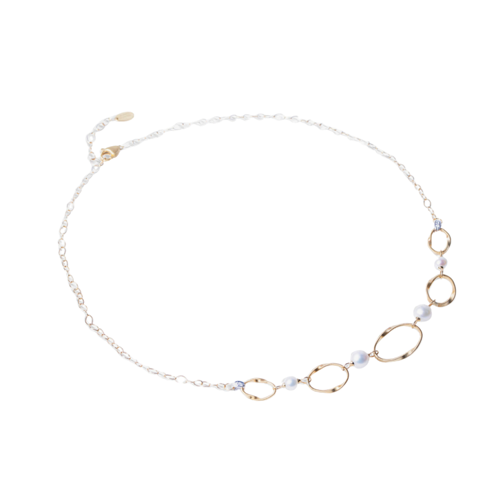 MARCO BICEGO 18K YELLOW GOLD ONDE 5 PEARL DIAMOND NECKLACE