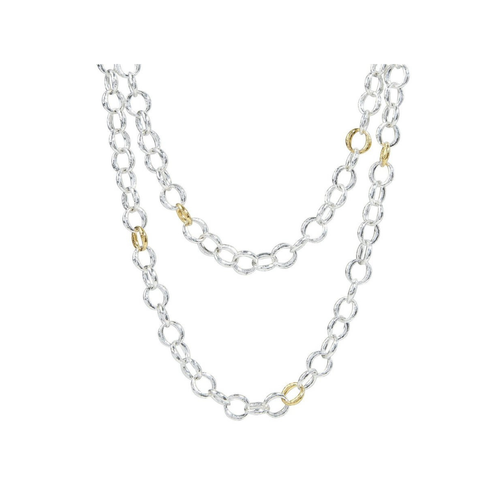 GURHAN 24K YELLOW GOLD OVERLAY AND STERLING SILVER LINK HOOPLA NECKLACE