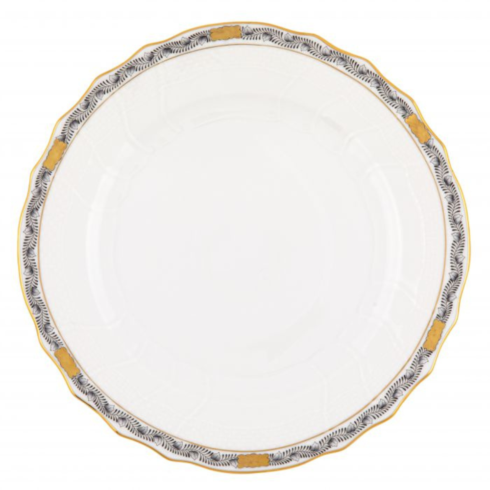 HEREND CHINESE BOUQUET GARLAND BLACK DINNER PLATE