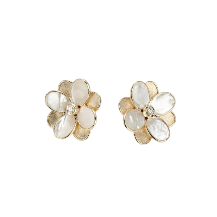 MARCO BICEGO LUNARIA EARRINGS MOTHER OF PEARL/DIAMONDS 18K YG .16CT