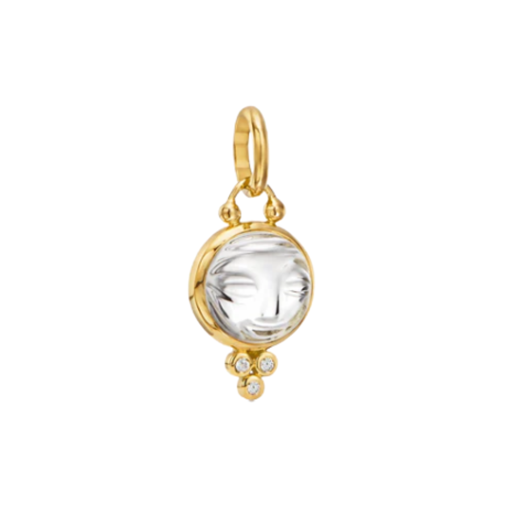 TEMPLE ST CLAIR 18K YELLOW GOLD MOON FACE CRYSTAL PENDANT