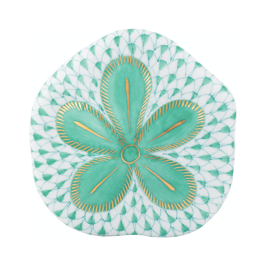 HEREND Puffy Sand Dollar GREEN