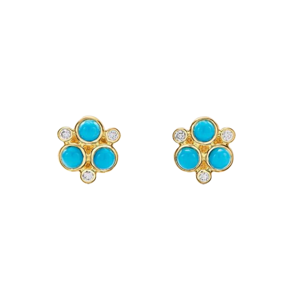 TEMPLE ST CLAIR 18K YELLOW GOLD TURQUOISE EARRINGS