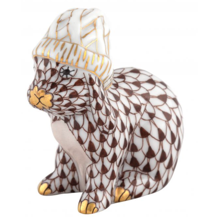 HEREND Bunny With Winter Hat CHOCOLATE