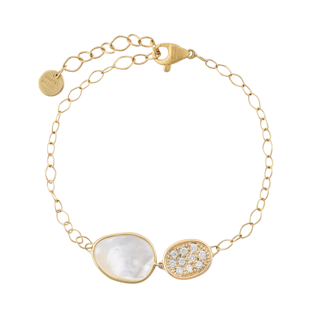 MARCO BICEGO 18K YELLOW GOLD MOTHER OF PEARL AND DIAMOND BRACELET
