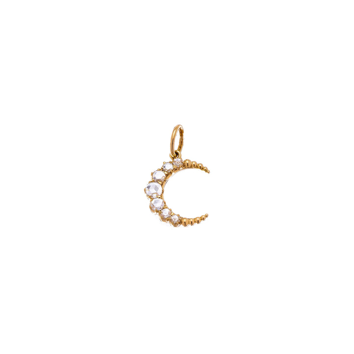 SETHI COUTURE 18K YELLOW GOLD CRESENT PENDANT WITH DIAMONDS