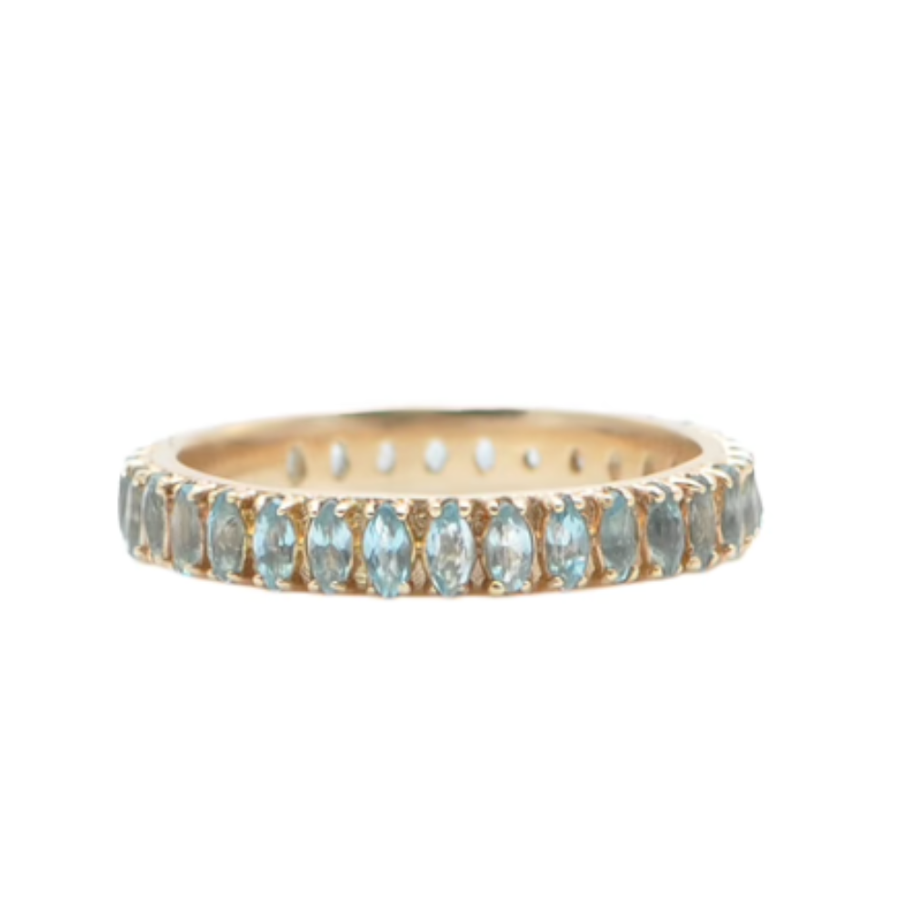 ARMENTA 14K GOLD WITH MARQUISE SWISS BLUE TOPAZ STACK RING