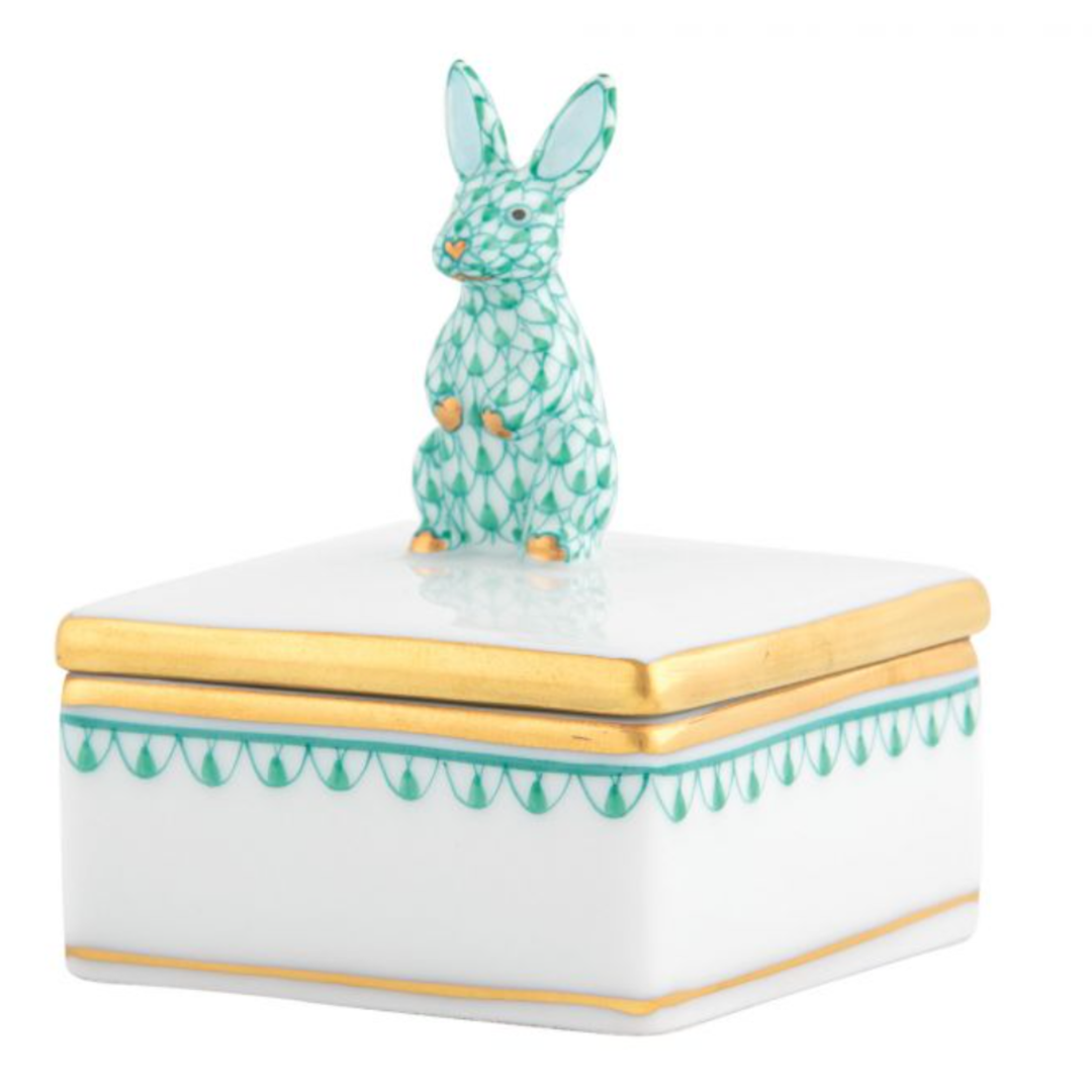HEREND Bunny Box GREEN
