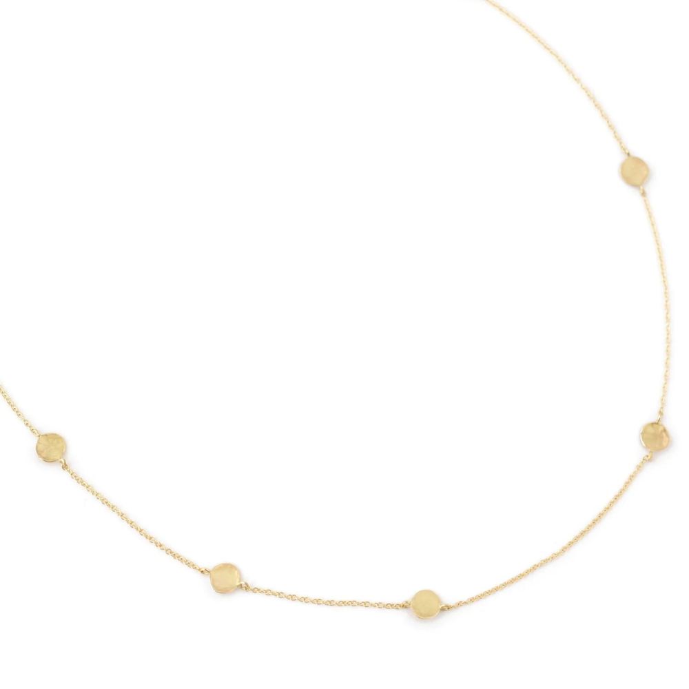 ANNE SPORTUN 18K YELLOW GOLD HAMMERED DISC NECKLACE