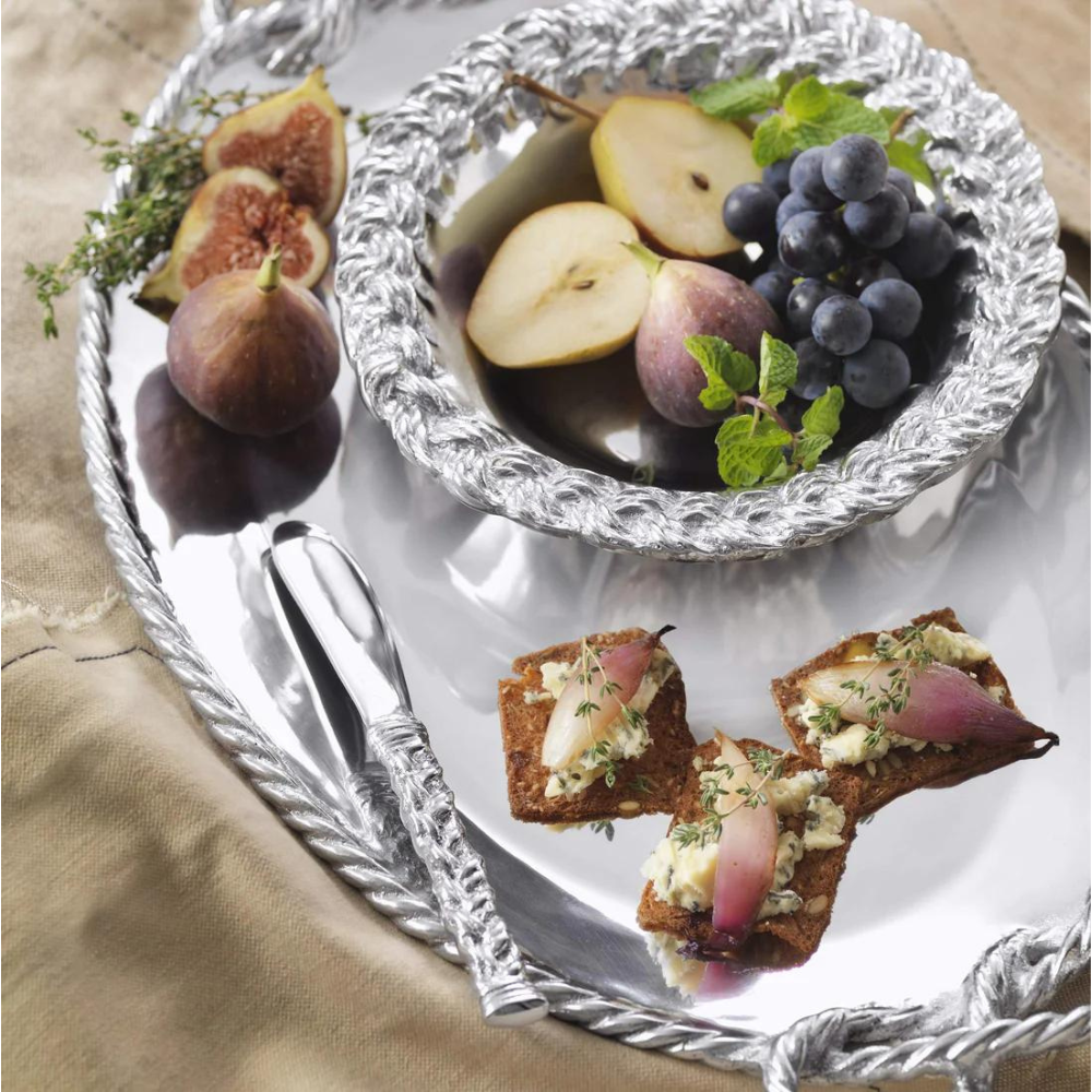 MARIPOSA OVAL SERVING TRAY WITH KNOT HANDLES
