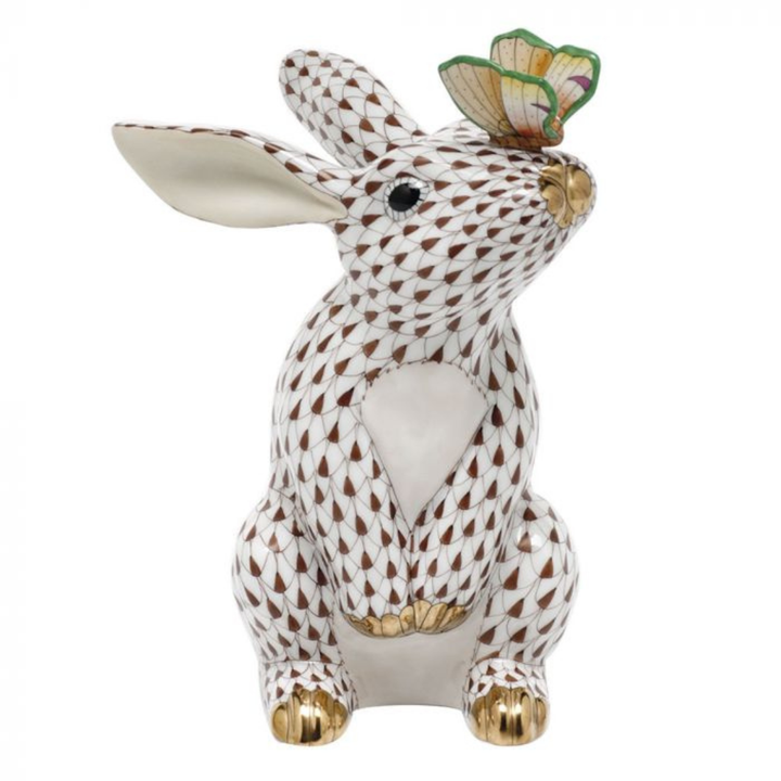 HEREND Bunny With Butterfly CHOCOLATE
