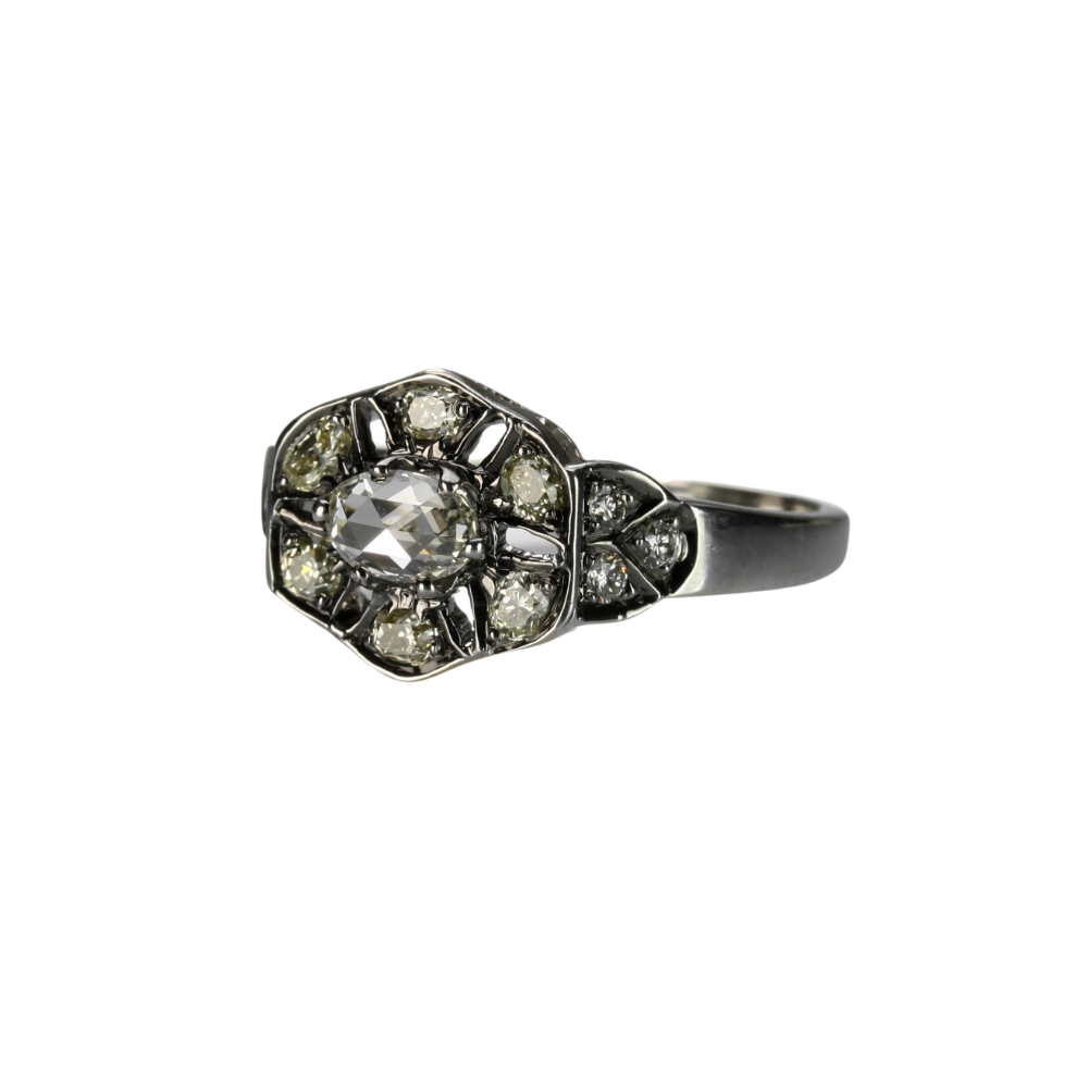 SETHI COUTURE 18K BLACKEND WHITE DIAMOND RING