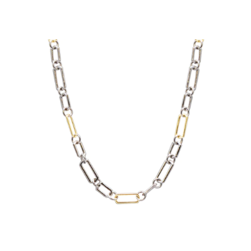 ARMENTA 18K YELLOW GOLD AND STERLING SILVER PAPERCLIP CHAIN NECKLACE