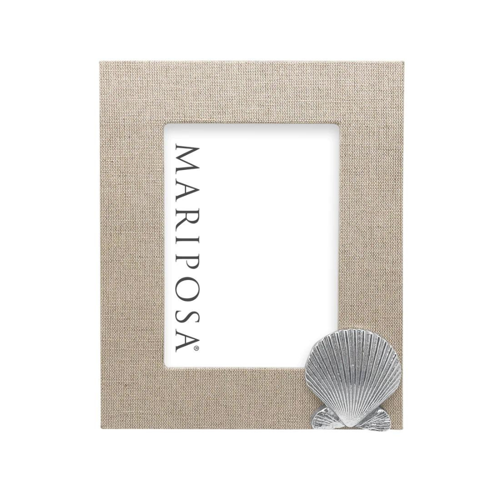 MARIPOSA NATURAL LINEN WITH SCALLOP FRAME
