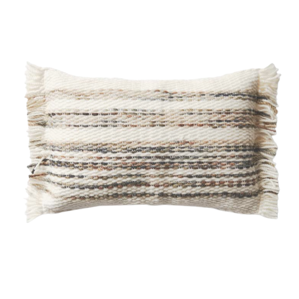 LOLOI HANDWOVEN COTTON/WOOL PILLOW 13X21 - NATURAL/MULTI