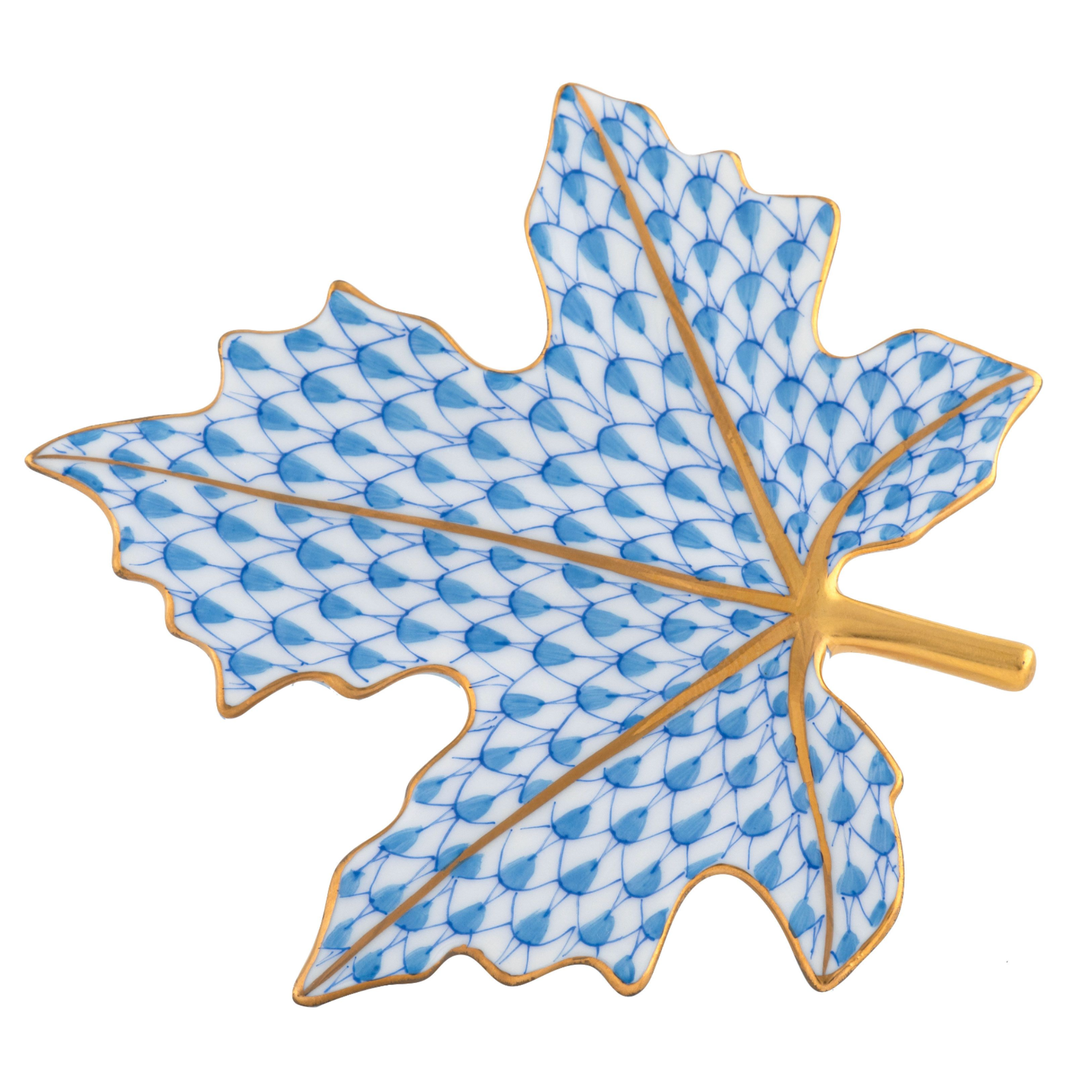 HEREND Maple Leaf Tray BLUE