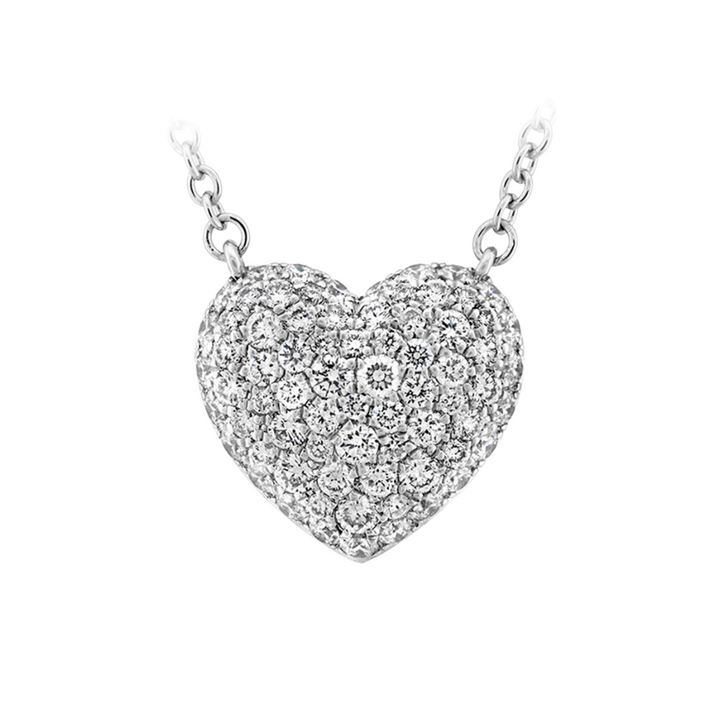 MEMOIRE 18K WHITE GOLD PAVE HEART NECKLACE