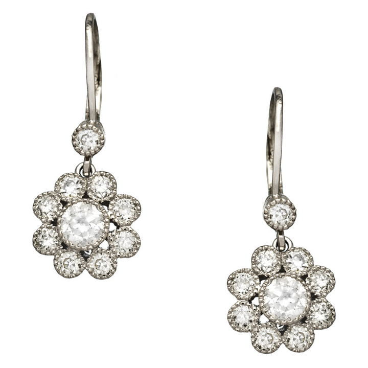 SETHI COUTURE 18K WHITE GOLD DROP EARRINGS WITH DIAMONDS