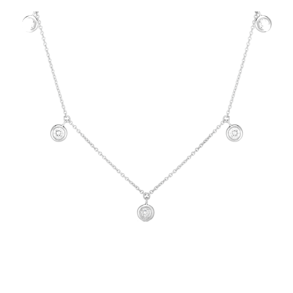 ROBERTO COIN WHITE GOLD 5 STATION DIAMOND DANGLING NECKLACE