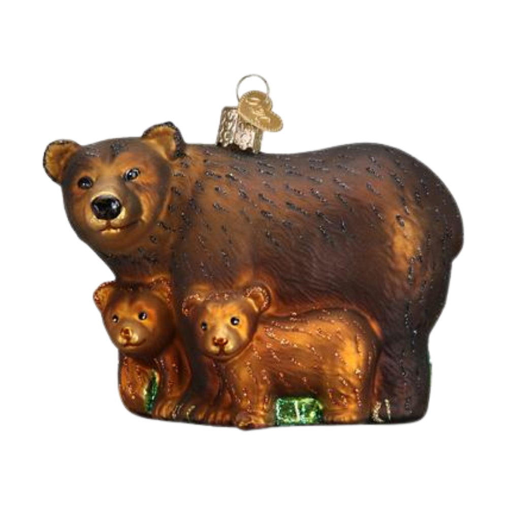 OLD WORLD CHRISTMAS BEAR WITH CUBS ORNAMENT