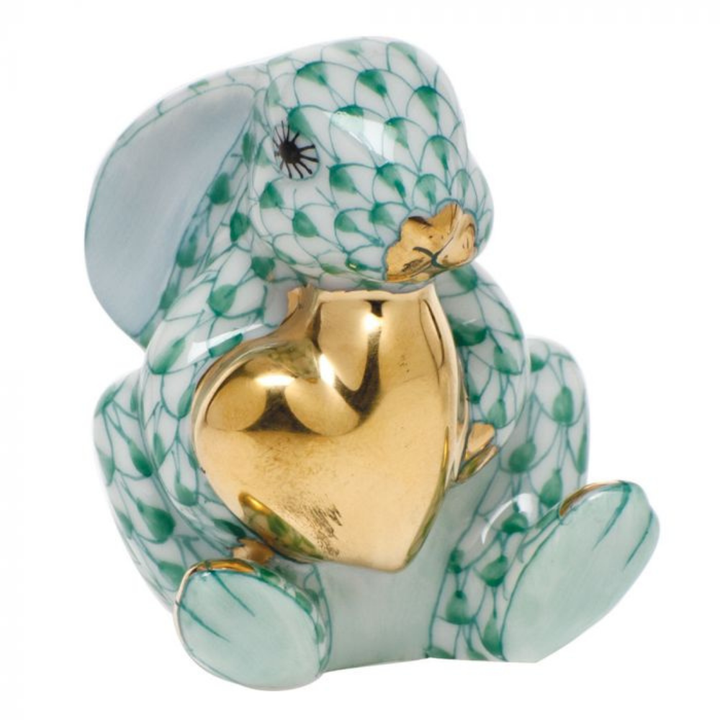 HEREND Bunny With Heart GREEN