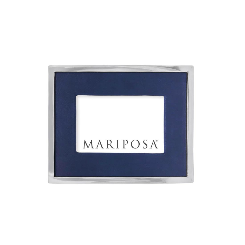 MARIPOSA BLUE LEATHER WITH METAL BORDER FRAME