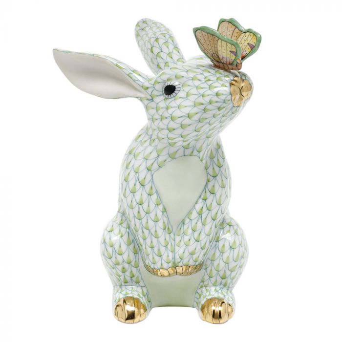 HEREND Bunny With Butterfly KEYLIME