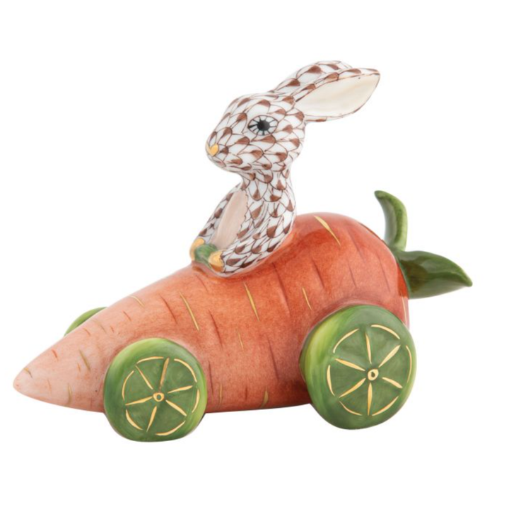 HEREND Carrot Car With Bunny CHOCOLATE