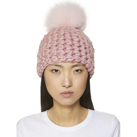 MISCHA LAMPERT DEEP BEANIE - DUSTY ROSE AND BABY PINK POM
