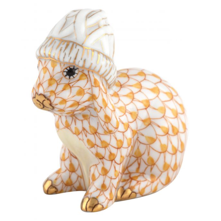 HEREND Bunny With Winter Hat BUTTERSCOTCH