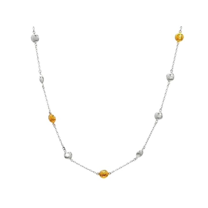 GURHAN 24K LAYERED YELLOW GOLD OVER SILVER STATION NECKLACE WITH STERLING SILVER