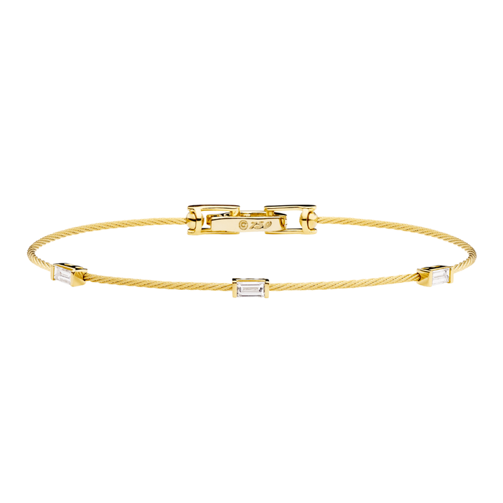 PAUL MORELLI SINGLE WIRE YELLOW GOLD BRACELET WITH 3 BAGUETTES