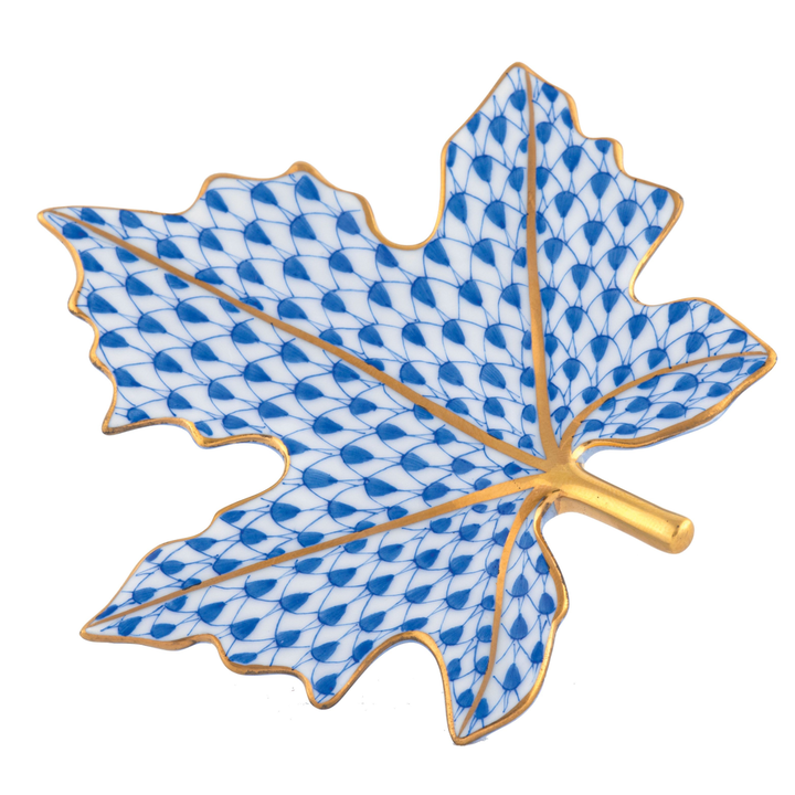 HEREND Maple Leaf Tray SAPPHIRE