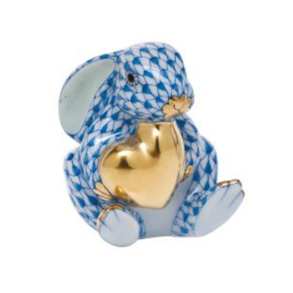 HEREND Bunny With Heart BLUE