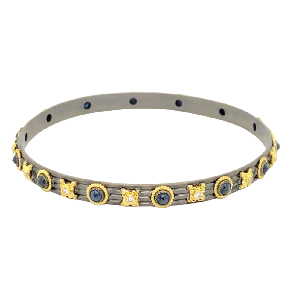 ARMENTA 18K YELLOW GOLD AND STERLING SILVER BRACELET WITH DIAMONDS AND SAPPHIRES