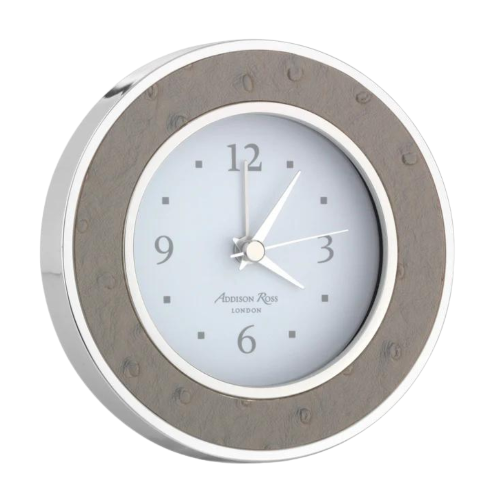 ADDISON ROSS Shadow Ostrich Silver Alarm Clock