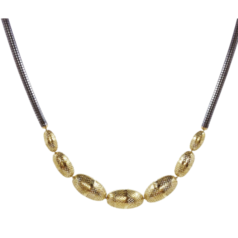 RAY GRIFFITHS 18K YELLOW GOLD BEADS AND OXIDIZED SILVER CHAIN