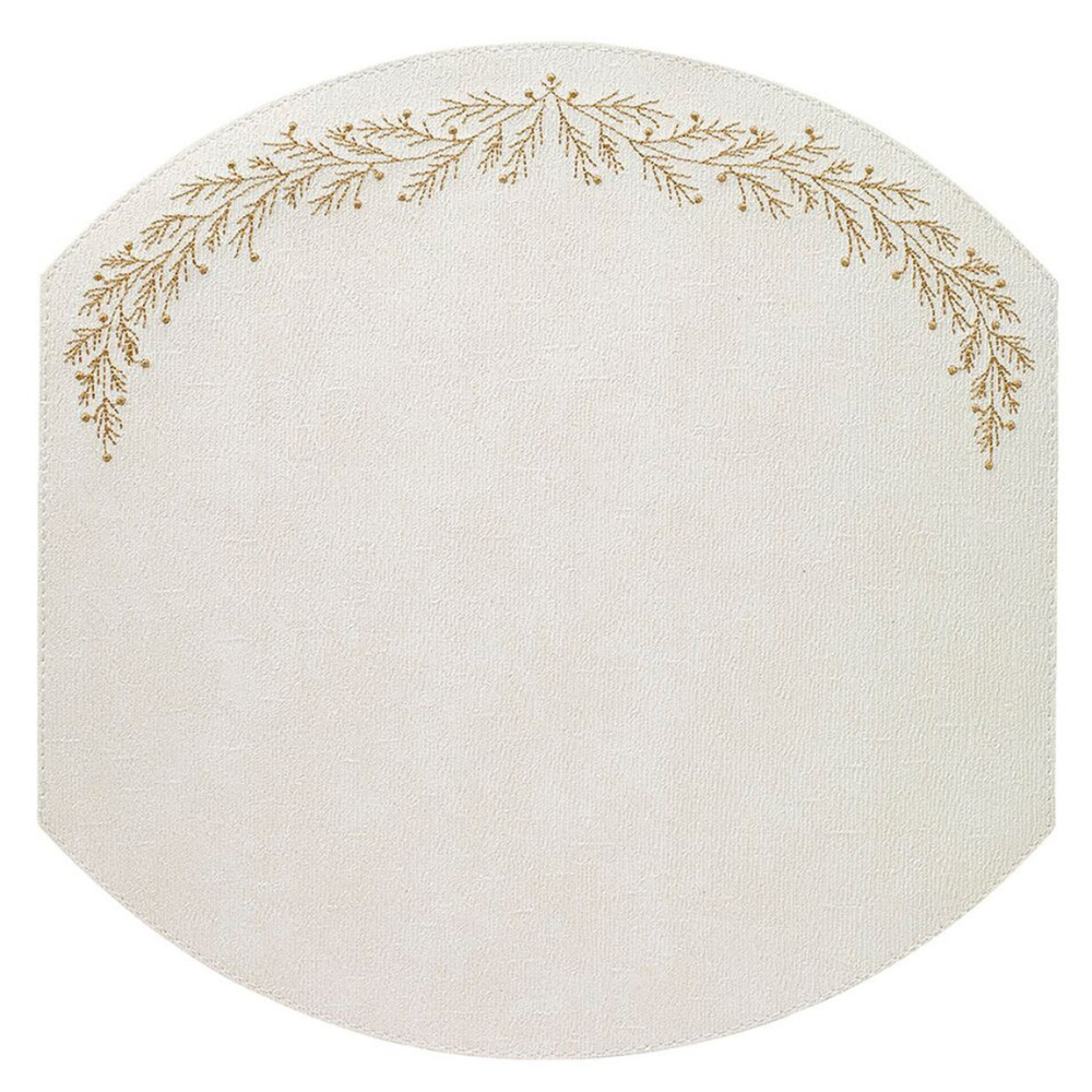 BODRUM HOLLY PLACEMAT - WHITE AND GOLD