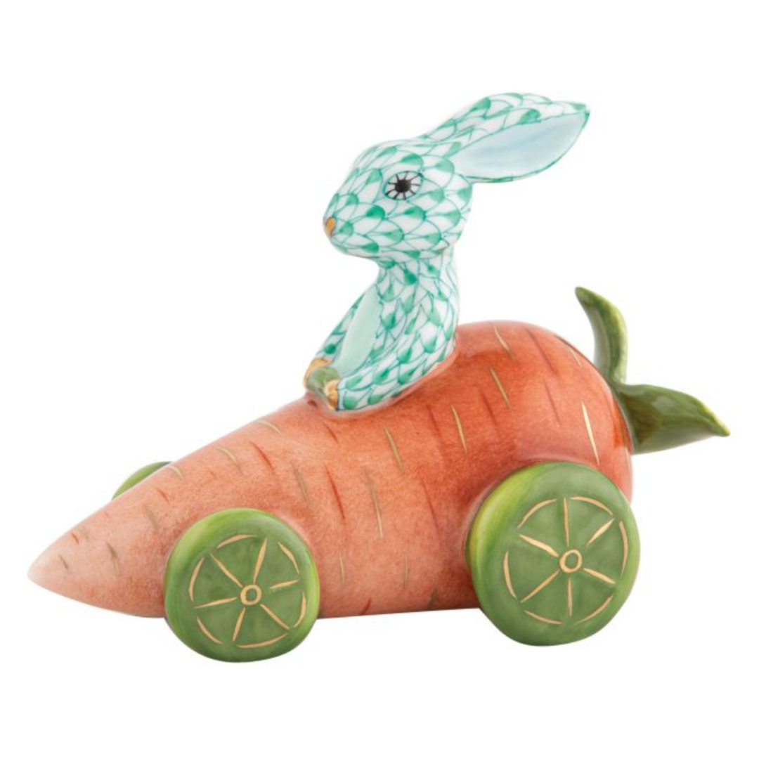 HEREND Carrot Car With Bunny GREEN
