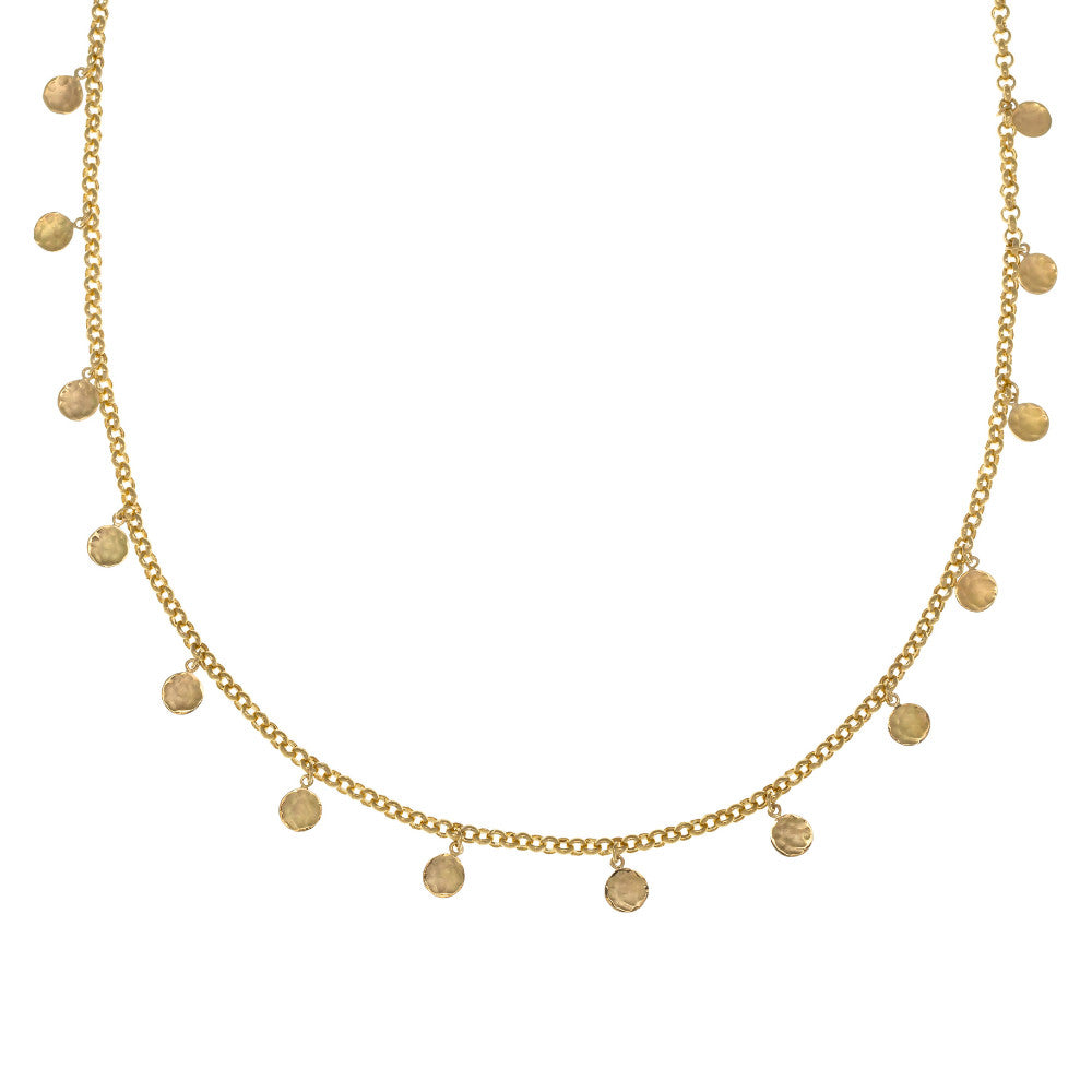 ANNE SPORTUN 18K YELLOW GOLD HAMMERED DISC STATIONS ON ROLO CHAIN Default Title