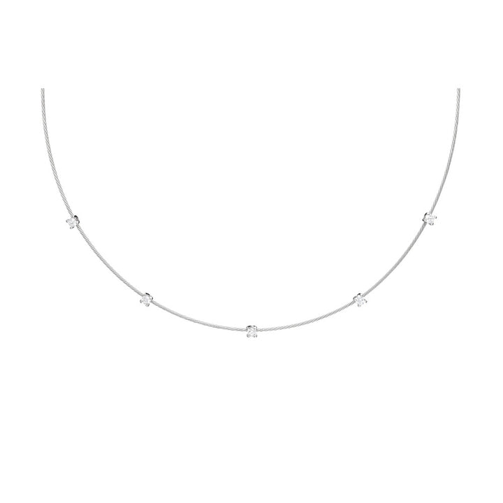 PAUL MORELLI 18K WHITE GOLD SINGLE UNITY WIRE NECKLACE WITH 5 DIAMONDS Default Title