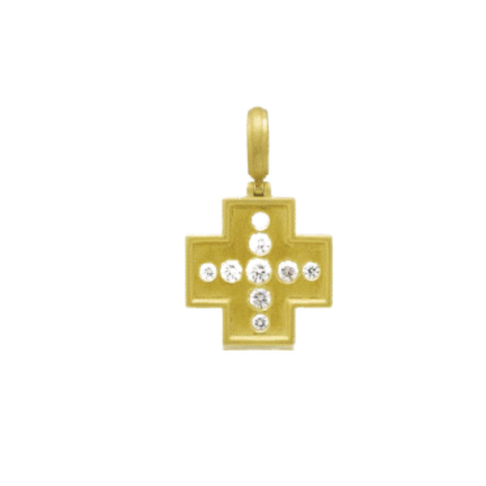 LEIGH MAXWELL 18K YELLOW GOLD CROSS PENDANT WITH DIAMONDS Default Title