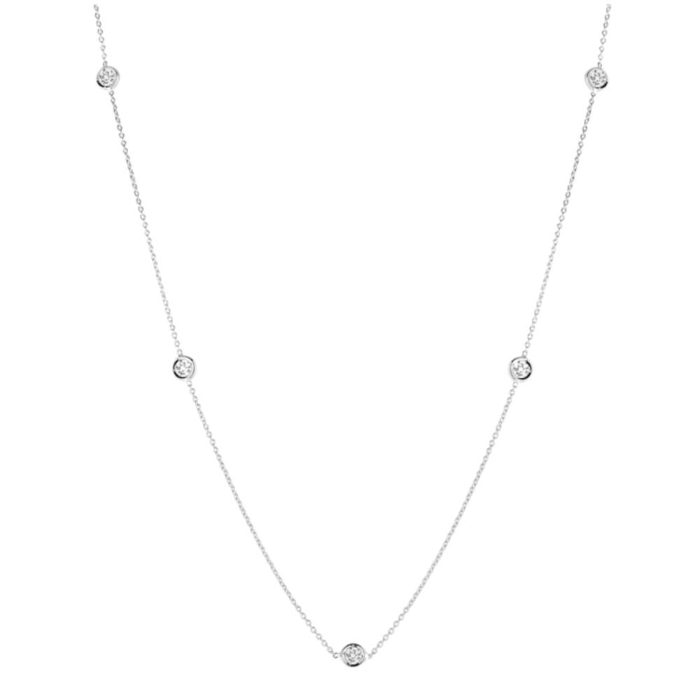 ROBERTO COIN 18K WHITE GOLD 5-STATION DIAMOND NECKLACE Default Title