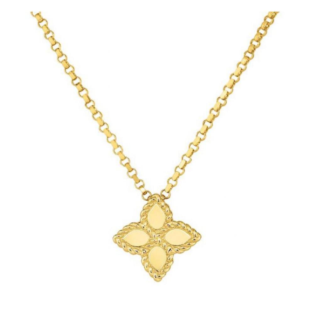 ROBERTO COIN YELLOW GOLD PRINCESS FLOWER SMALL PENDANT NECKLACE Default Title