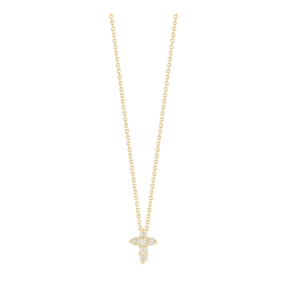 ROBERTO COIN BABY CROSS DIAMOND YELLOW GOLD NECKLACE Default Title