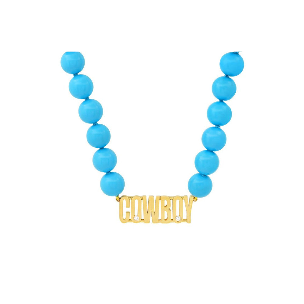 ESTABLISHED YELLOW GOLD COWBOY TURQUOISE BEAD NECKLACE Default Title